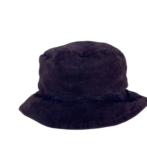 Vintage Genuine Leather Suede Bucket Hat Brown Unisex Lined Y2K - Picture 9 of 9